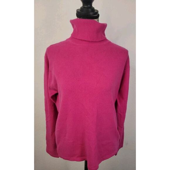 Valerie Stevens Sweater SZ S 100% Two Ply Cashmere Turtleneck Pink Magenta Vtg - Picture 2 of 11